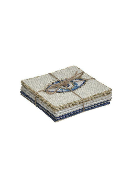 Inart Untersetzer Glas Weiß 10x10cm 6Stück