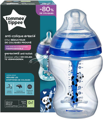 Tommee Tippee Plastic Bottle Advanced Anti-Colic Anti-Colic with Silicone Nipple for 0+, 0+ m, months Blue Panda 260ml 1pcs