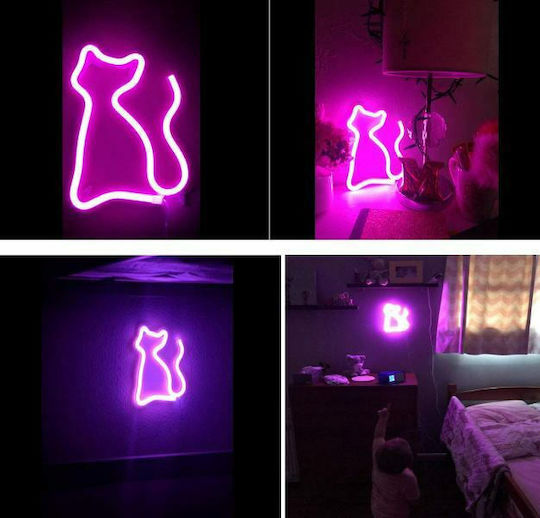Led Kids Decorative Lamp Kitten Pink 16.5x23.5cm