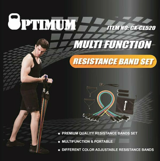 Optimum Gymtube Resistance Bands with Handles Set 5pcs Multicolour