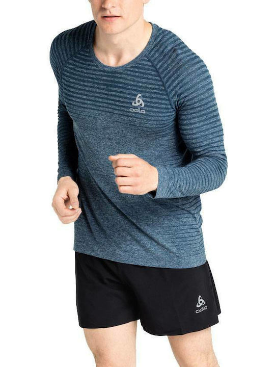 Odlo Essential Seamless Ανδρική Ισοθερμική Μακρυμάνικη Μπλούζα Μπλε