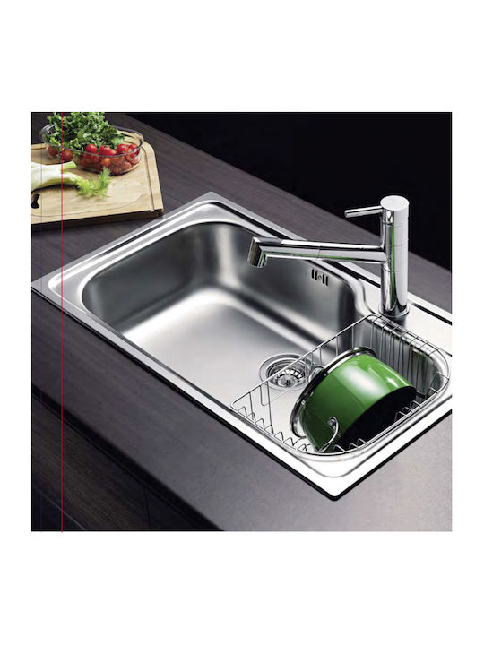 Pyramis Titan 1Β Ένθετος Νεροχύτης Inox Σαγρέ Μ86xΠ50cm Ασημί