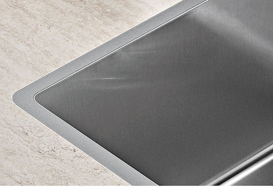 Pyramis Lume 1B 101024901 Flächenbündig montiert Spüle Inox Satiniert B70xT40cm Silber