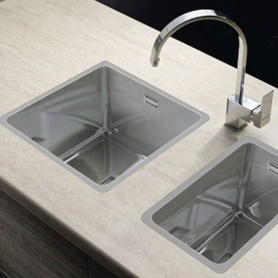 Pyramis Lume 1B 101023601 Flush Mounted Sink Inox Satin W34xD40cm Silver
