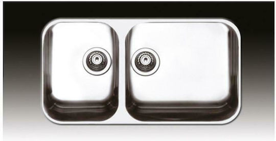 Apell 8435 Υποκαθήμενος Νεροχύτης Αριστερός Inox Σατινέ Μ84xΠ46cm Ασημί