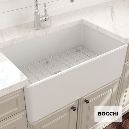 Bocchi Farmhouse 1602-300 Vessel Sink Porcelain W76xD46cm White Glossy