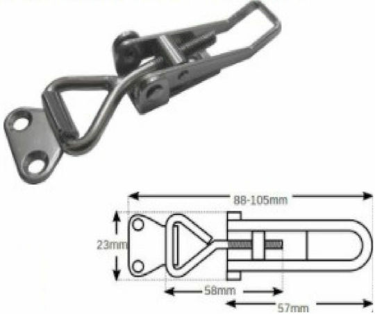 Boat Deck Stainless Steel Cleat for Cells, Screwed, Adjustable 5mm Inox A25mm