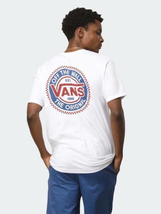 Vans Original Checkerboard Ανδρικό T-shirt Λευκό με Στάμπα