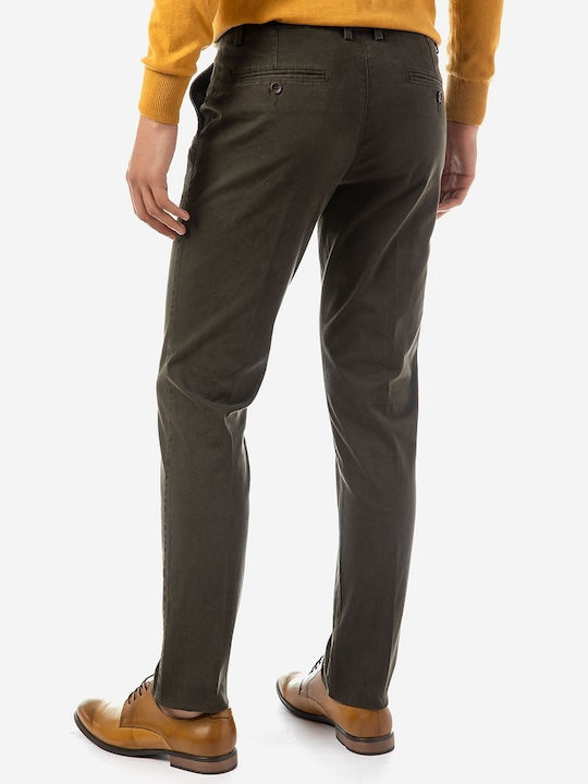 Sogo Men's Trousers Chino Elastic in Loose Fit Brown