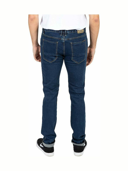 Men's Elastic Jeans Pants with Regular Straight Fit Blue