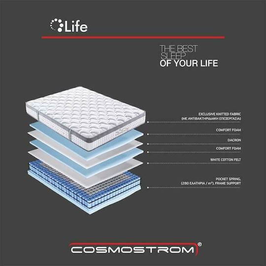 Cosmostrom Life Ημίδιπλο Ανατομικό Στρώμα 110x190x24cm με Ανεξάρτητα Ελατήρια & Ανώστρωμα