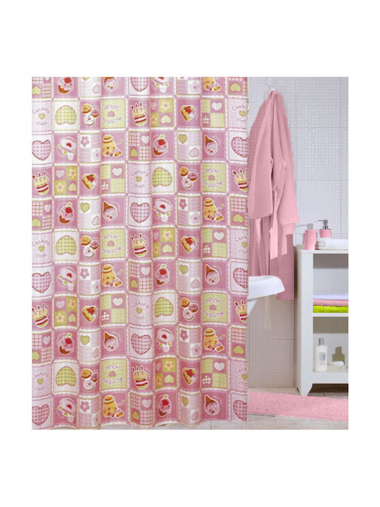 Meusch Cookie Κουρτίνα Μπάνιου Υφασμάτινη 180x200cm Pink
