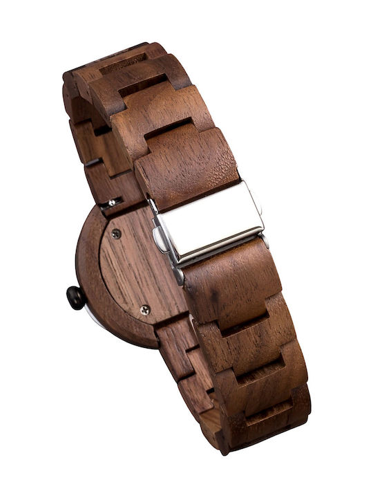 Bewell Gaia Watch with Brown Wooden Bracelet