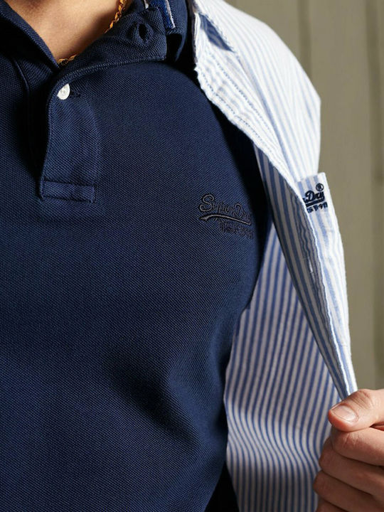 Destroy Vintage Polo Herrenbluse Kurzarm Marineblaue