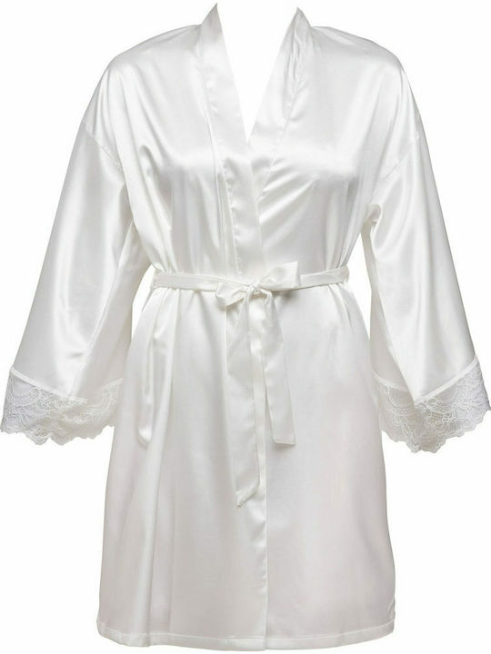 Miss Rosy Winter Braut Damen Satin,σατεν Robe mit Nachthemd Champagne