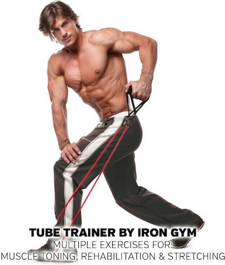 Iron Gym Trainer Лента за фитнес Gymtube с дръжки Червен 1.41м