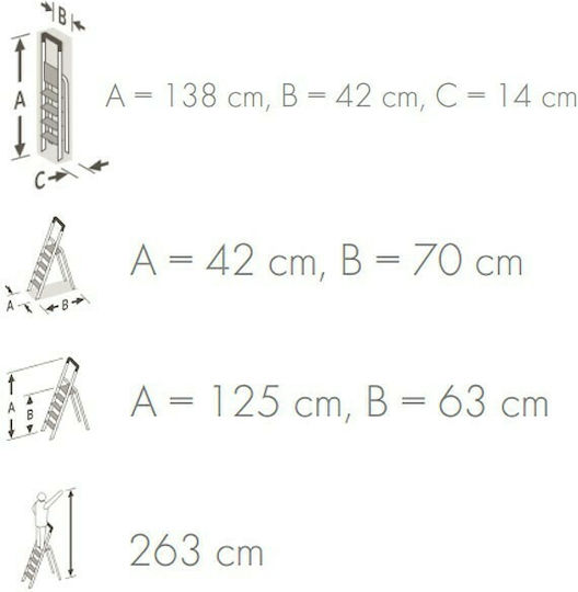 Hailo Profiline S 150 XXL Ladder Aluminum with 2+1 Steps 138cm