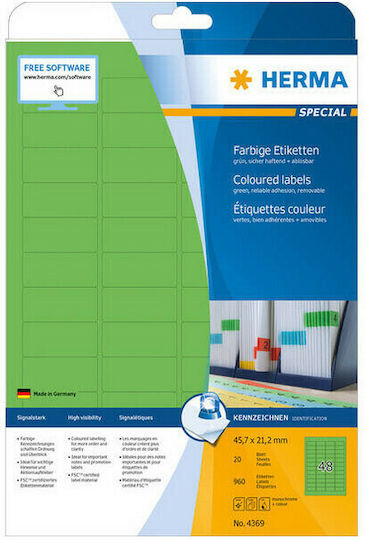 Herma 960 Самозалепващи A4 етикети Правоъгълни 45.7x21.2мм