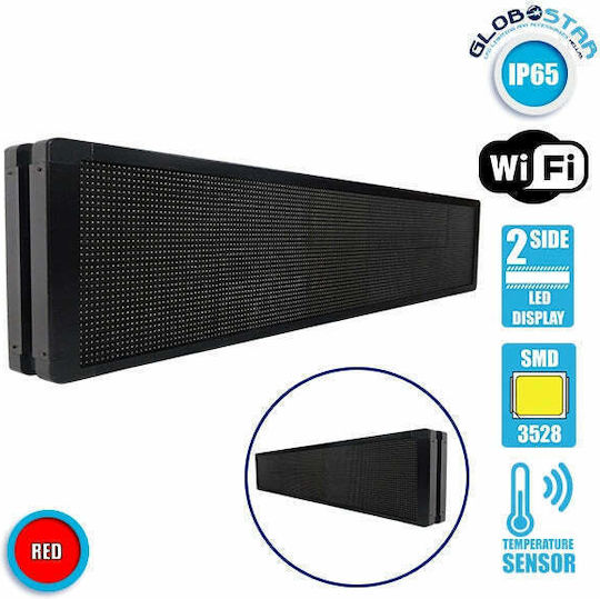 GloboStar Semn LED rulant Cu două fețe Impermeabila 168x40cm Roșu