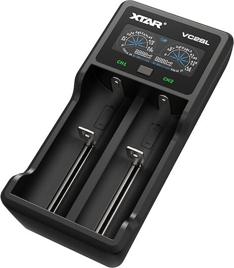 XTAR VC2SL USB Charger 2 Batteries Li-ion/Ni-MH Size AA/AAA/D/18650/21700/16340/26650/14500