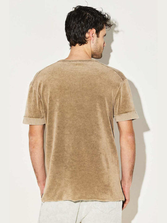 DIRTY LAUNDRY TERRY TOWEL REVERSE DETAIL TEE MEN'S BEIGE