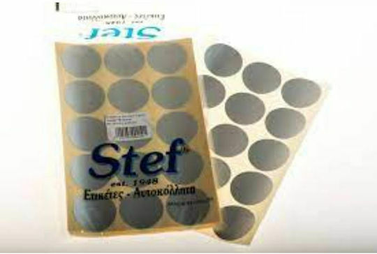 Stef Labels 600τμχ Αυτοκόλλητες Ετικέτες Στρογγυλές σε Ασημί Χρώμα 32mm