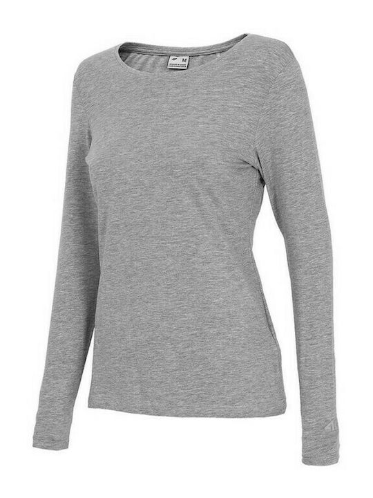 4F W Damen Sportliche Bluse Langärmelig Gray