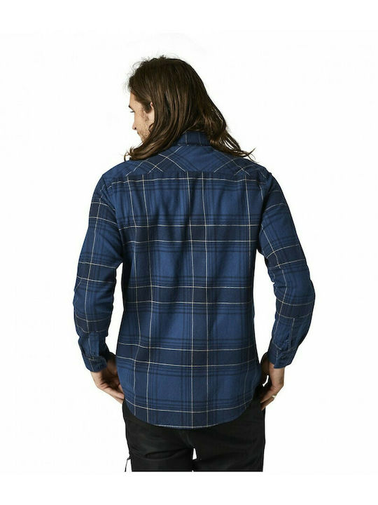 Fox Men's Shirt Long Sleeve Checked Blue