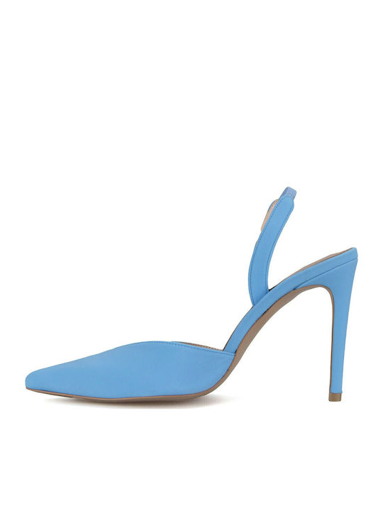 Leder Pumps mit Riemchen Hellblau