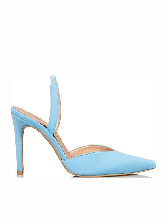 Leder Pumps mit Riemchen Hellblau