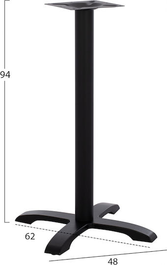 HomeMarkt Tischständer aus Gusseisen mit Regulator Black Checkmate 62x62x94cm