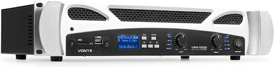 Vonyx VPA1500 PA Power Amplifier 2 Channels 750W/4Ω 500W/8Ω with Cooling System Equipped with USB/Bluetooth Black