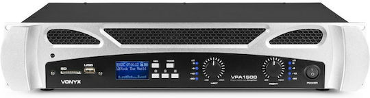 Vonyx VPA1500 PA Power Amplifier 2 Channels 750W/4Ω 500W/8Ω with Cooling System Equipped with USB/Bluetooth Black