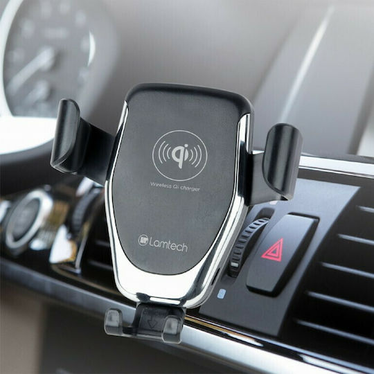 Lamtech Car Mobile Mount with Adjustable Hooks and Wireless Charging Black