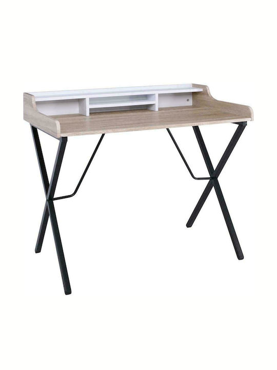 Secretar De Birou Din Lemn Bej Cu Picioare Metalice 100x60x88cm EO423