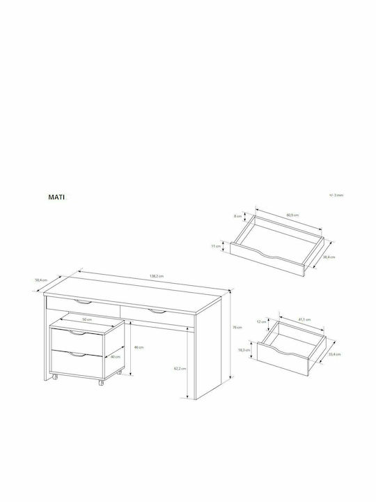 Schreibtisch Mati Holz White 138x50.4x76cm