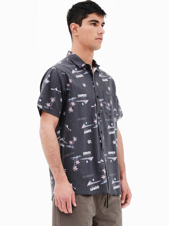 Short-sleeved Shirt Floral Black