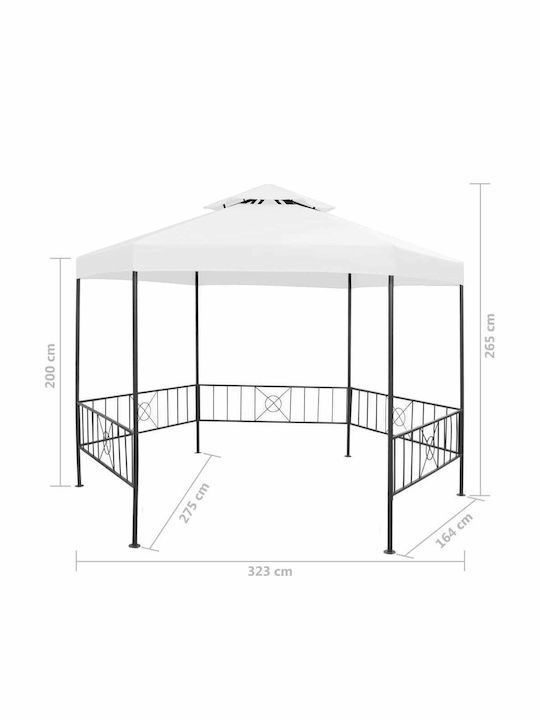 vidaXL Беседка Градина Бял 3.23x2.75м