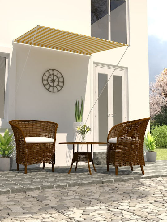 vidaXL Τέντα Βεράντας Κίτρινο / Λευκό 1.5x1.5m