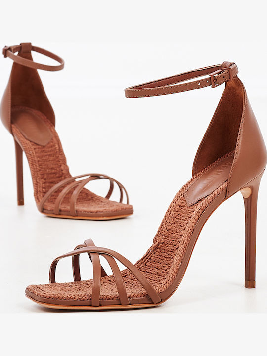 Leder Sandalen Dark Nude