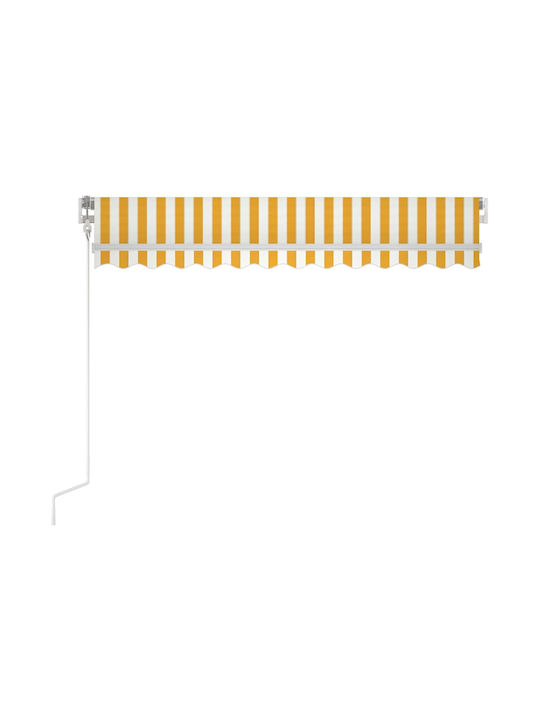 vidaXL Τέντα Βεράντας με Led & Αισθητήρα Ανέμου Κίτρινο / Λευκό 3x2.5m
