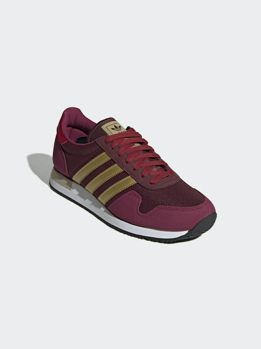 burgundy and gold adidas shoes