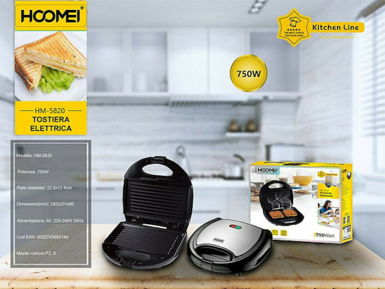 Hoomei Sandwichmaker für for 2 Sandwiches Sandwiches 750W Inox