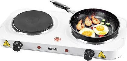 Hoomei Countertop Burner Emaille Double Weiß