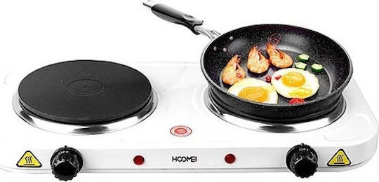 Hoomei Επιτραπέζια Εστία Εμαγιέ Διπλή Λευκή