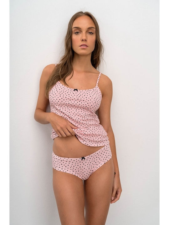 Βαμβακερά Γυναικεία Φανελάκια Pink/ Gray με Τιράντα 2Pack