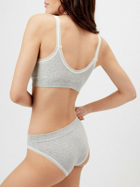 Gisela Lace Underwear Set with Sports Bra & Slip Gray