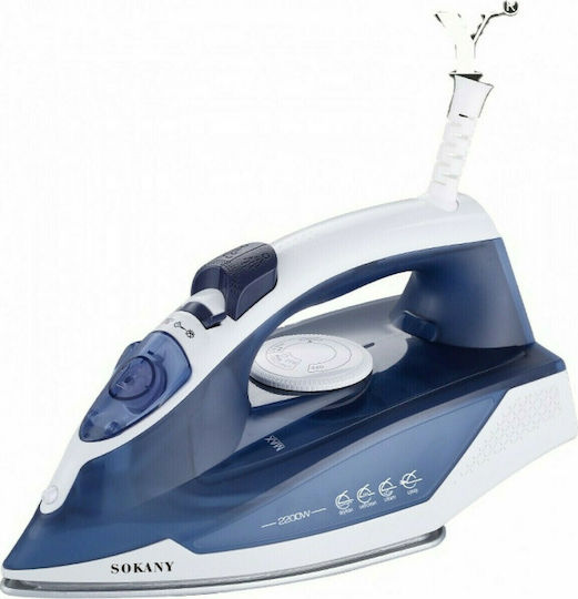 Sokany PL-278 Steam Iron 2200W with Stainless Steel Plate and Continuous Steam Supply 25g/min