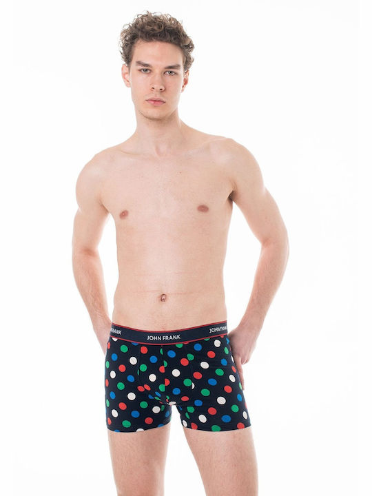 John Frank Men's Boxers Blue with Patterns 3Pack