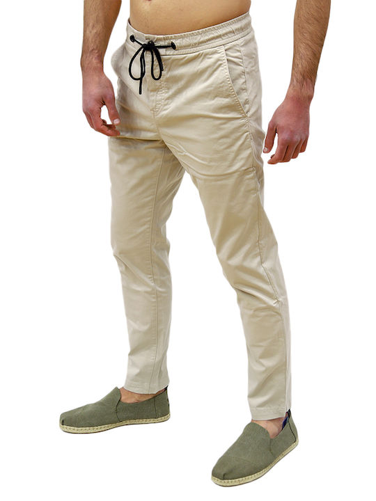 Hose Elastisch in Tapered Schnitt Beige
